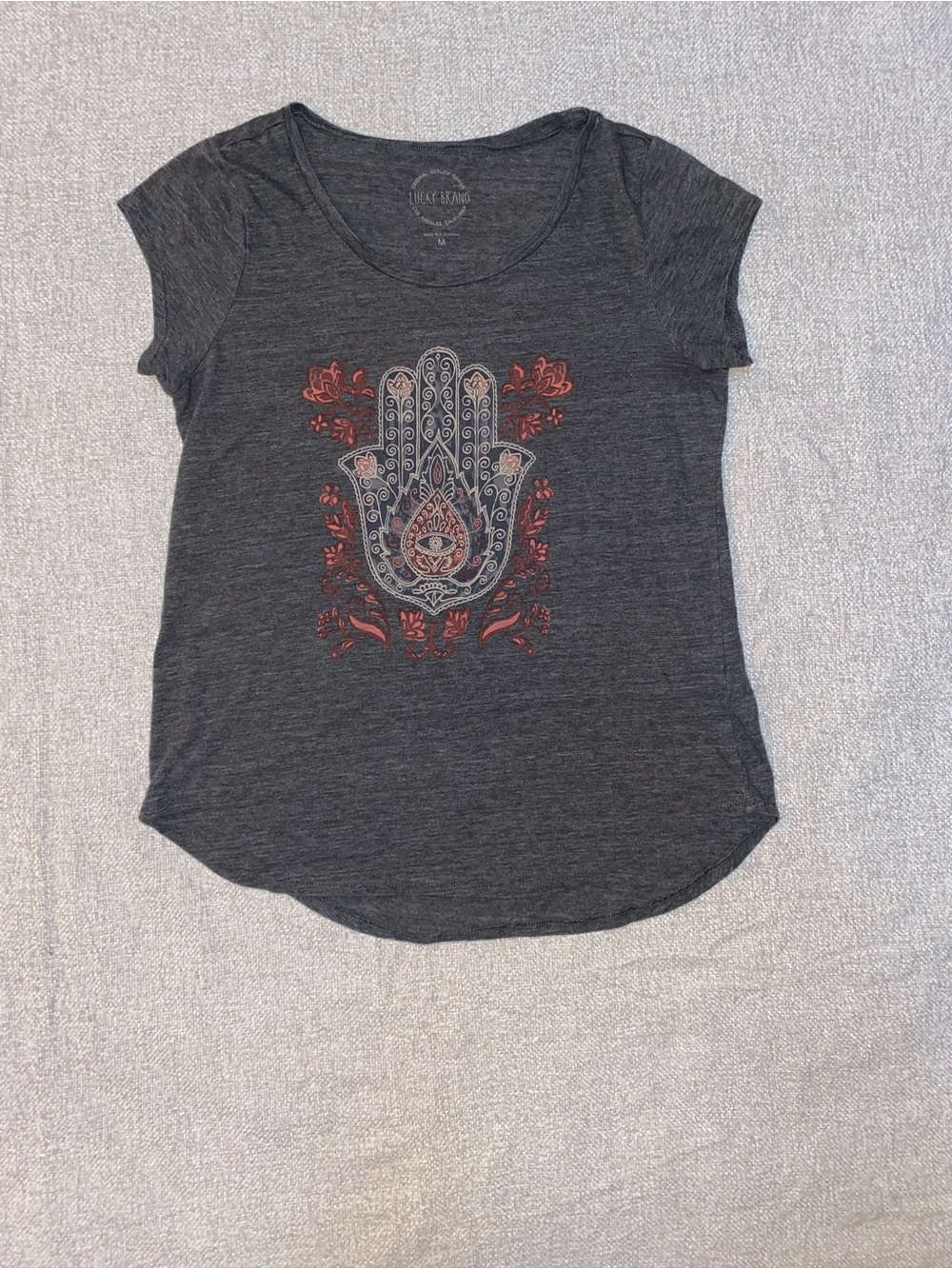 Lucky Brand Hamsa Hand Graphic Tee Medium Boho Short Sleeve T-Shirt